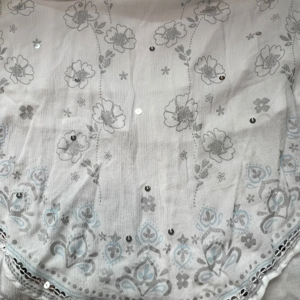 Justice Girls White‎ Floral Sequin Hi Low Skirt Size 8